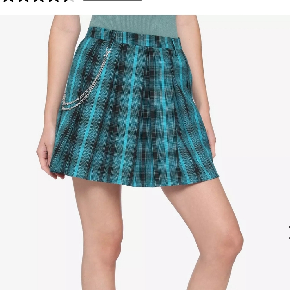 Hot Topic Teal Plaid Pleated Mini Skirt Scene Kid Emo Y2K Style womens size Med
